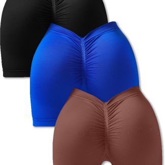 3 Pack Gym Cycling Elastic Tight Breathable V-shaped Hip Sports Shorts New Nylon Yoga Solid Color Seamless Yoga Shorts