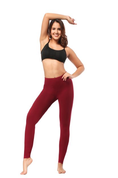 Leggings - Cropped Low-rise Solid Burgundy - Image 3