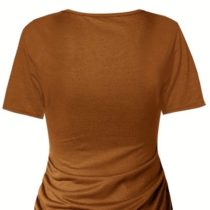 Women's Solid Color Short Sleeve Dress Casual Crew Neck, Everyday Wear - Image 3