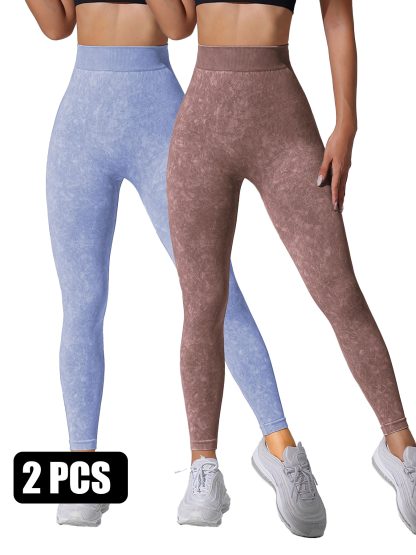 2PACK Sand-washed Seamless Yoga Pants - Image 3