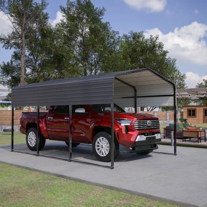 10x15 Ft  Metal Carport Carports With Enhanced Base Heavy Duty Garage Outdoor Galvanized Car Shelter For Car, Boats And Truck - Image 6