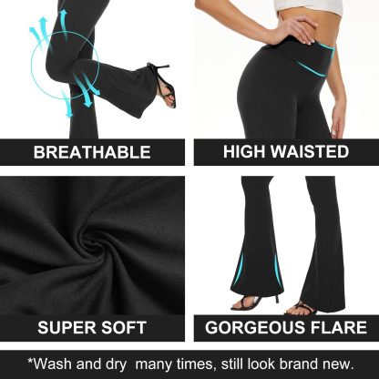 Women's Flare Yoga Pants Bootcut High Waisted Casual Wide Leg Leggings - Image 4