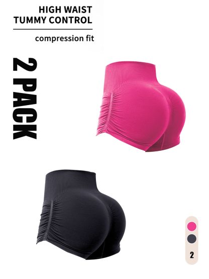2 Pack Gym Shorts Women, Seamless Yoga Workout Shorts, High-Waisted Scrunch Butt Booty Lifting Athletic Running Shorts - Image 9