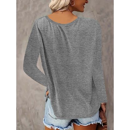 5 Pack Women's Long Sleeve T Shirts, Casual V Neck Tunic Tops Basic Loose Solid Blouses Outfit - Image 9