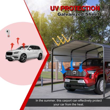 10x15 Ft  Metal Carport Carports With Enhanced Base Heavy Duty Garage Outdoor Galvanized Car Shelter For Car, Boats And Truck - Image 3