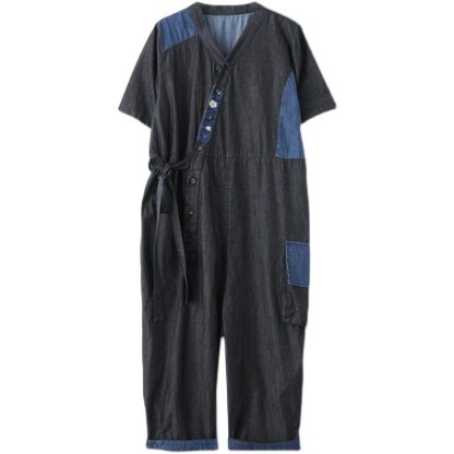 Women's Fashion Drawstring Denim Jumpsuit - Image 6