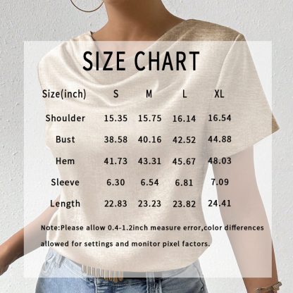 Women's Cowl Neck Short Sleeve Top, Solid Color Loose Fit Summer Office Casual Shirt - Image 4