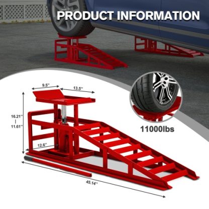 2 Pack Hydraulic Car Ramps 5T 11000lbs Low Profile Car Lift Service Ramps Truck Trailer Garage,Height Hydraulic Vehicle Ramps - Image 4