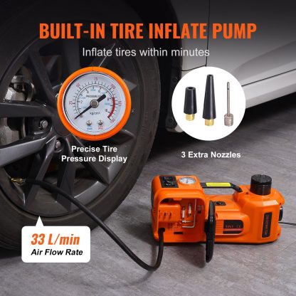 VEVOR Electric Car Jack, 5 Ton 11023 LBS Hydraulic Car Jack, Portable Car Jack Lifting With Built-in Inflatable Pump And LED Light, Car Jack For SUV MPV Sedan Truck Change Tires Garage Repair - Image 7