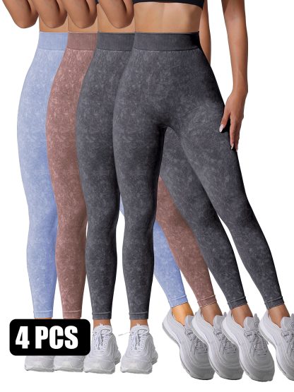 4PACK Sand-washed Seamless Yoga Pants - Image 2