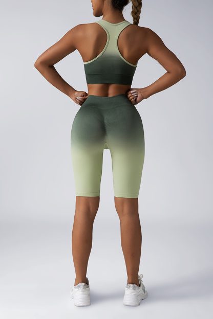 Workout Sets For Women 2 Piece Seamless  Crop Tank High Waist Shorts Yoga Outfits,Workout Outfits For Women 2 Piece Seamless Sport Bra High Waist Yoga Leggings Sets - Image 9