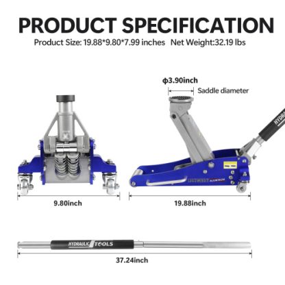 4 Ton Low Profile Floor Jack Unavailable Platforms- Welfel , Temu - Image 3