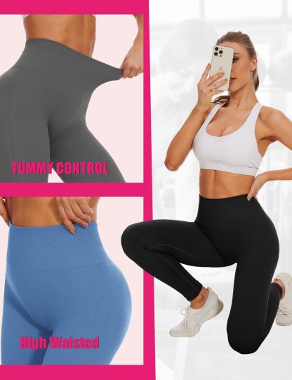 Leggings - Cropped High-waisted Seamless Solid Color - Image 2