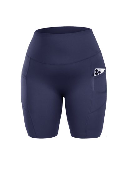 Workout Shorts For Women With Pockets, Tummy Control High Waist Biker Yoga Athletic Belly-Contracting Spandex Yoga Shorts - Image 3