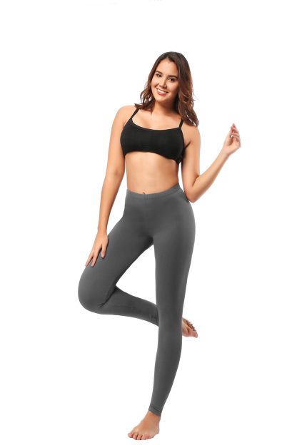 Leggings - Cropped Low-rise Solid Color Dark Gray - Image 4