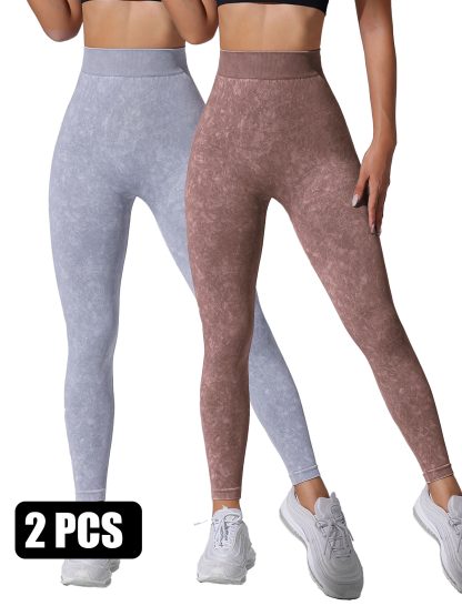 2PACK Sand-washed Seamless Yoga Pants - Image 5