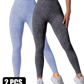 2PACK Sand-washed Seamless Yoga Pants
