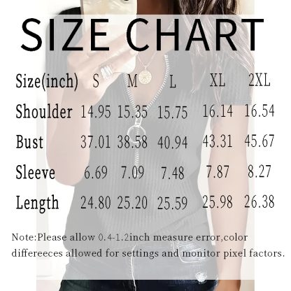 2 Pack Women's Zipper V Neck Short Sleeve Tunic Tops Loose Fit Summer T Shirts Blouse - Image 3
