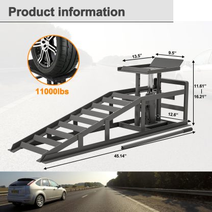 2 Pack Hydraulic Car Ramps 5T 11000lbs Low Profile Car Lift Service Ramps Truck Trailer Garage,Height Hydraulic Vehicle Ramps - Image 5