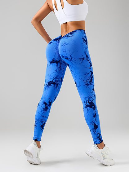3 Pack Women's Scrunch Workout Leggings, High Waisted Butt Lifting Tie-dye V Back Waist Seamless Gym Yoga Leggings, Workout Leggings For Women Jada Leggings - Image 3