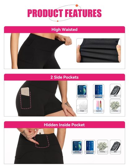 Yoga Pants - Three Points High Waist Polyester Double Grind 3 Black Black Tie-dye Dark Gray - Image 3