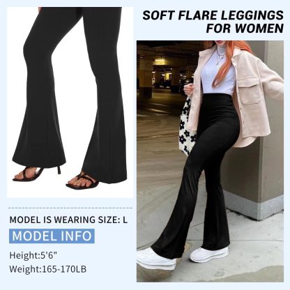 Flare Yoga Pants For Women - Soft High Waist Bootcut Leggings Tall & Long Palazzo Pants For Women - Image 3