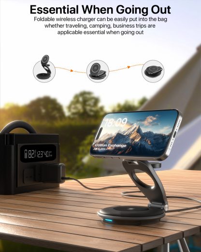 3 In 1 Wireless Travel Magsafe Charger Station For Multiple Devices Magnetic Foldable Charger 30W Charger Included - Image 8