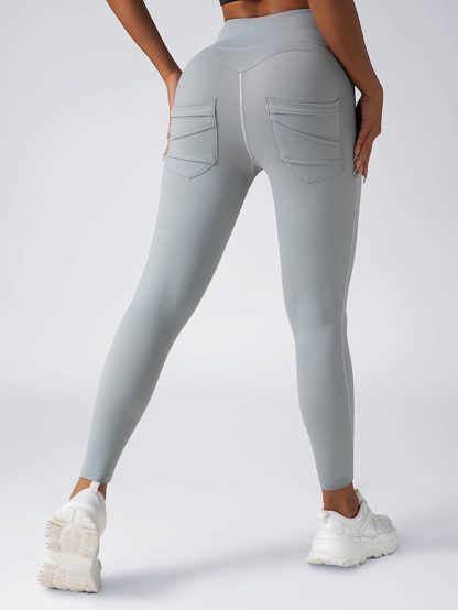 Leggings For Women With Pockets- High Waisted Tummy Control For Workout Running Capri Yoga Pants - Image 4