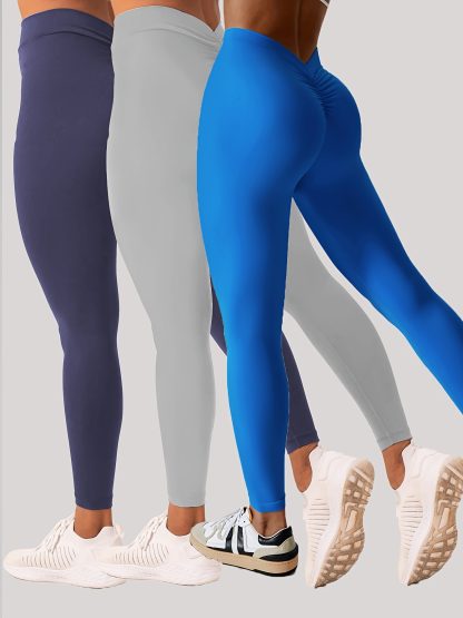 3 Pack Women's Yoga Leggings With High Waistband, Moisture-Wicking, And Stretchy, Perfect For Outdoor Activities And Fitness - Image 8
