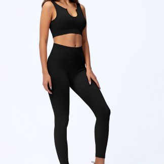 Womens Workout Sets 2 Piece - Seamless Yoga Outfits Shorts And Crop Top Matching Gym Athletic Clothing Set