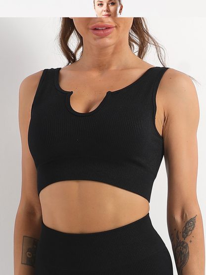 Womens Workout Sets 2 Piece - Seamless Yoga Outfits Shorts And Crop Top Matching Gym Athletic Clothing Set - Image 3