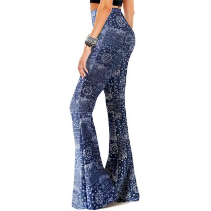 Palazzo Print Flare Leggings, Women's Boho Wide Leg Yoga Pants Flare Leggings For Women - Image 4