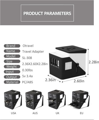 3 USB  1 Typc C International Power Adapter For Europe, UK, China, Australia, Japan And More 200 Countries - Image 2