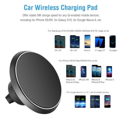 1Pc Magnetic  Qi Wireless Car Charger Car Phone Charger For IOS Phone XS MAX XR Galaxy S10 S9 Tablet GPS Device - Image 2