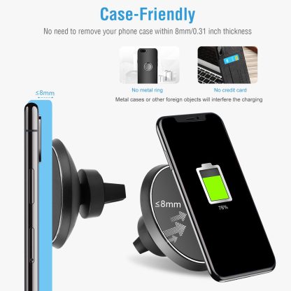 1Pc Magnetic  Qi Wireless Car Charger Car Phone Charger For IOS Phone XS MAX XR Galaxy S10 S9 Tablet GPS Device - Image 3
