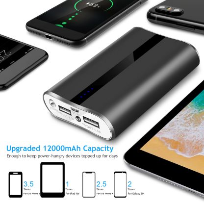 1Pc 12000mAh Portable Charger With Dual USB 3.1A Output Power Bank Ultra-Compact External Battery Pack Fast Charging - Image 4