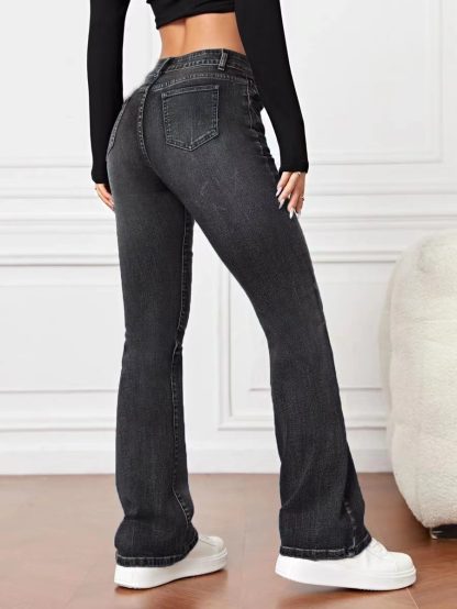 Denim High Waist Loose And Slimming Bootcut Trousers - Image 2