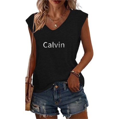 3 Pack Womens Tank Tops Loose Fit Summer Letter Print V Neck Tops Sleeveless Shirts - Image 5