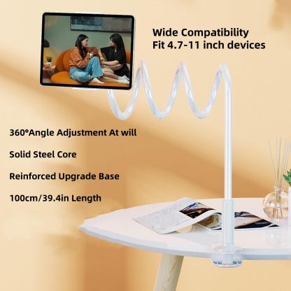 Updated Gooseneck Tablet Holder Stand For Bed 39.4inch Adjustable Flexible Arm Tablets Mount Clamp On Table - Image 9