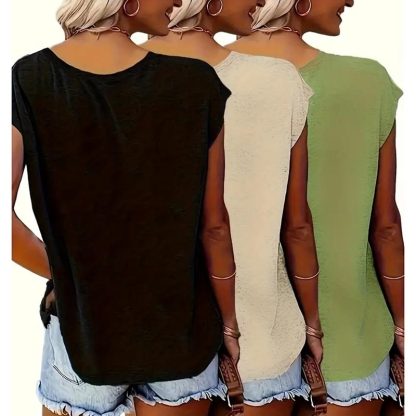 3 Pack Womens Tank Tops Loose Fit Summer Letter Print V Neck Tops Sleeveless Shirts - Image 4