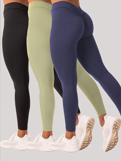 3 Pack Women's Yoga Leggings With High Waistband, Moisture-Wicking, And Stretchy, Perfect For Outdoor Activities And Fitness - Image 6