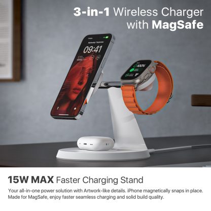 3 In 1 Wireless MagSafe Charging Station For Multiple Devices 30W Adapter Included - Image 4