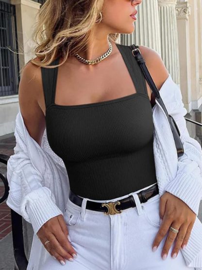 Women's One-piece Set Sleeveless Square Neck Skinny Yoga Bodysuit, Women's Sportswear Clothing - Image 7