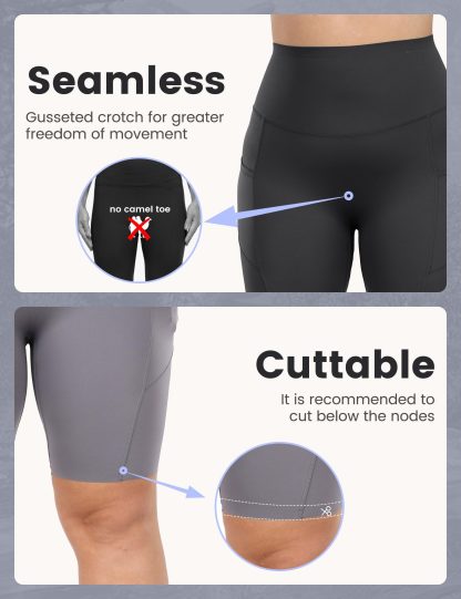 Yoga Pants - Five Points High Waist Slanted Pockets To Tuck The Abdomen Solid Color Dark Gray - Image 6
