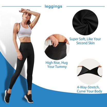 High Waisted Leggings For Women - No See Through Tummy Control Cycling Workout Yoga Pants Reg & Plus - Image 7