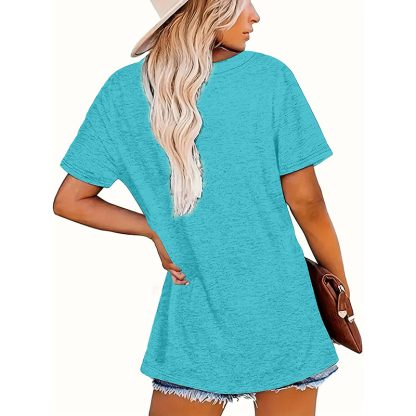 3 Pack Women's Crewneck Tshirts, Casual Summer Loose Basic Short Sleeve Tops Classic Plain Tees Tops For Ladies - Image 3