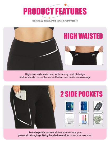 Yoga Pants - Five Points High Waist 3 Pieces Of Polyester Double Grinding Black, Polyester Double Grinding Zhang Green, Polyester Double Grinding Burgundy - Image 2