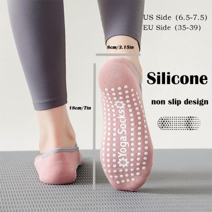 6 Pairs Women Yoga Socks  Non-Slip Grips Straps For Added Balance And Stability Ideal For Pilates Pure Barre Ballet Dance Barefoot - Image 3