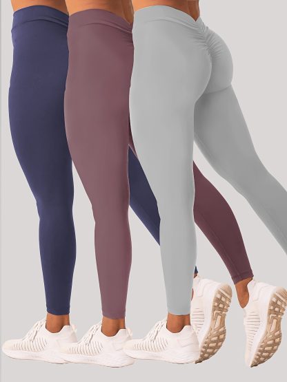 3 Pack Women's Yoga Leggings With High Waistband, Moisture-Wicking, And Stretchy, Perfect For Outdoor Activities And Fitness - Image 10
