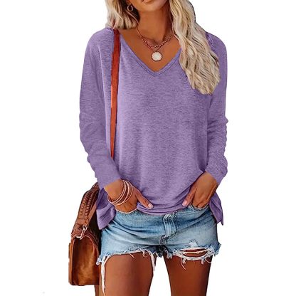 4 Pack Long Sleeve Tops For Women V Neck Dressy Basics Tees Casual Trendy Loose Fit T Shirts - Image 8